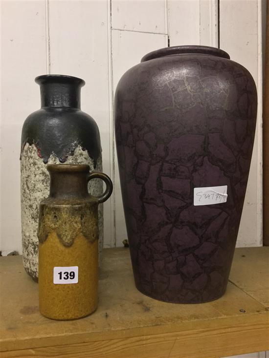 3 large German pottery pots